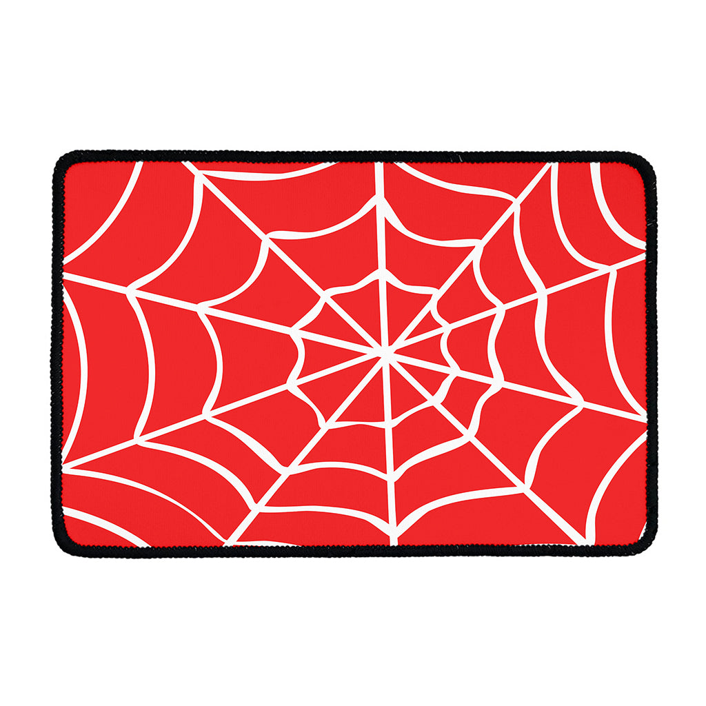 Red And White Spider Web Pattern Print Kitchen Mat