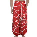 Red And White Spider Web Pattern Print Lantern Pants
