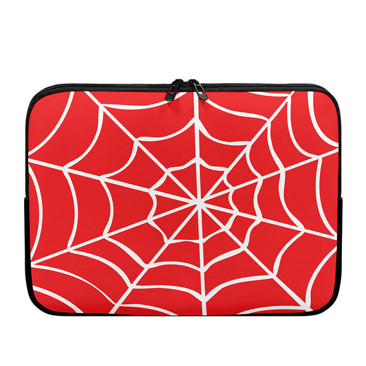 Red And White Spider Web Pattern Print Laptop Sleeve