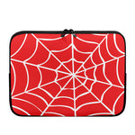 Red And White Spider Web Pattern Print Laptop Sleeve