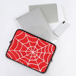 Red And White Spider Web Pattern Print Laptop Sleeve