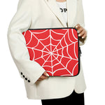 Red And White Spider Web Pattern Print Laptop Sleeve