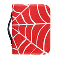 Red And White Spider Web Pattern Print Leather Bible Cover