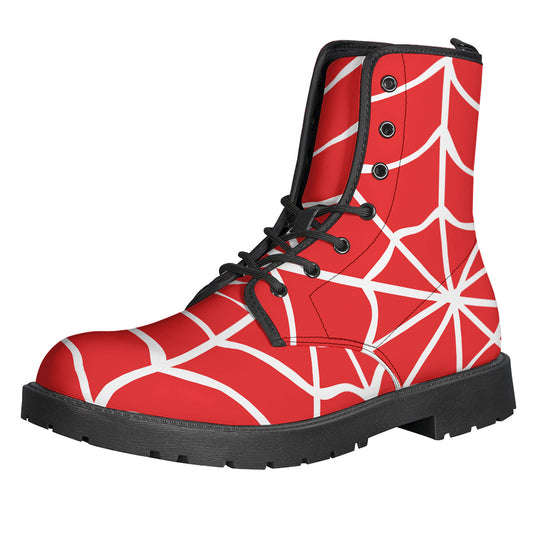 Red And White Spider Web Pattern Print Backpack