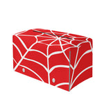 Red And White Spider Web Pattern Print Leather Tissue Box Cover