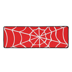 Red And White Spider Web Pattern Print Long Kitchen Mat