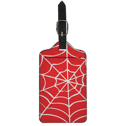 Red And White Spider Web Pattern Print Luggage Tag