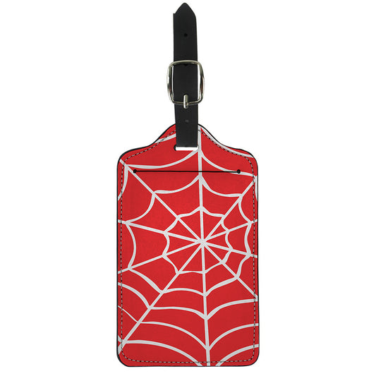 Red And White Spider Web Pattern Print Luggage Tag