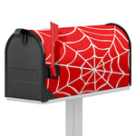 Red And White Spider Web Pattern Print Mailbox Cover