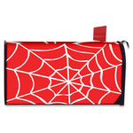 Red And White Spider Web Pattern Print Mailbox Cover