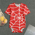 Red And White Spider Web Pattern Print Men's Bodysuit