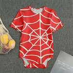 Red And White Spider Web Pattern Print Men's Bodysuit