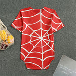 Red And White Spider Web Pattern Print Men's Bodysuit