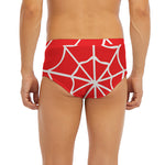 Red And White Spider Web Pattern Print Men's Briefs