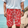 Red And White Spider Web Pattern Print Men's Cargo Shorts