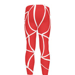 Red And White Spider Web Pattern Print Men's leggings