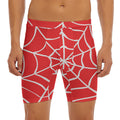 Red And White Spider Web Pattern Print Men's Long Boxer Briefs