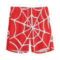 Red And White Spider Web Pattern Print Men's Athletic Shorts