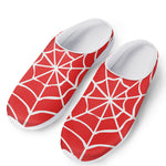 Red And White Spider Web Pattern Print Mesh Casual Shoes