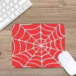Red And White Spider Web Pattern Print Mouse Pad