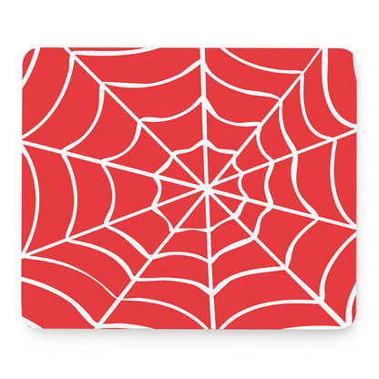 Red And White Spider Web Pattern Print Mouse Pad
