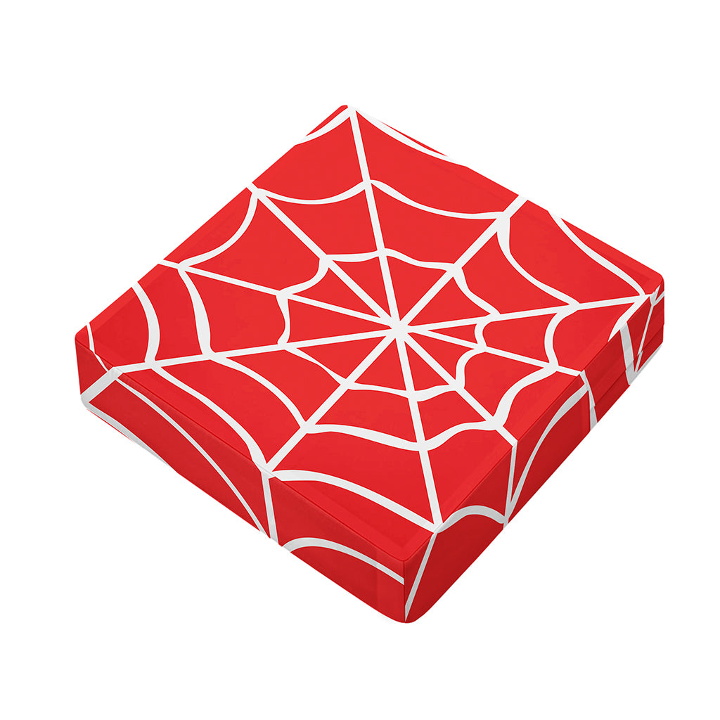 Red And White Spider Web Pattern Print Outdoor Seat Cushion Cover