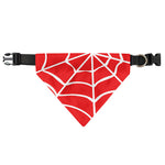 Red And White Spider Web Pattern Print Over The Collar Dog Bandana