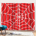 Red And White Spider Web Pattern Print Pencil Pleat Curtains
