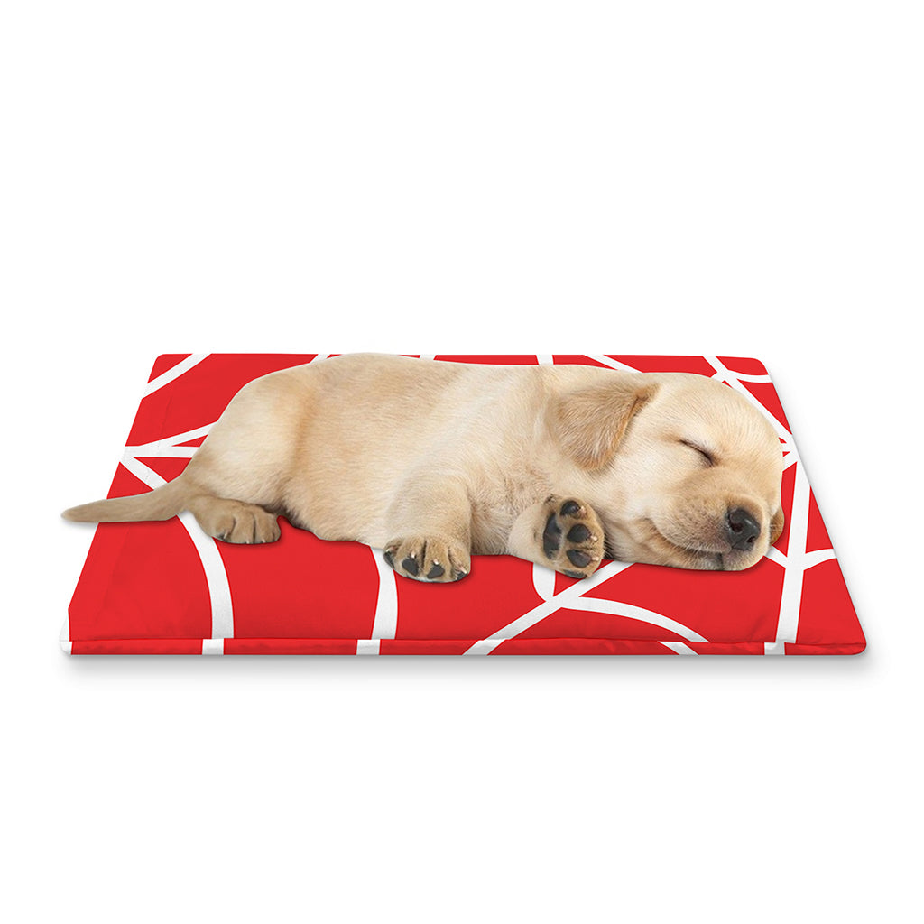 Red And White Spider Web Pattern Print Pet Cooling Mat Cover