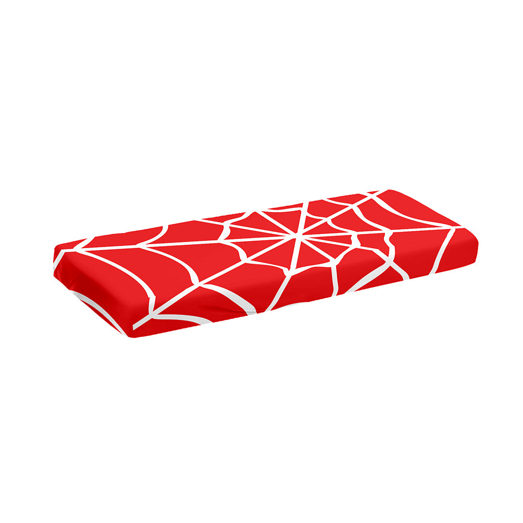 Red And White Spider Web Pattern Print Piano Keyboard Cover