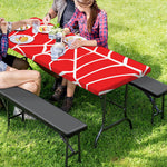 Red And White Spider Web Pattern Print Picnic Table Cover