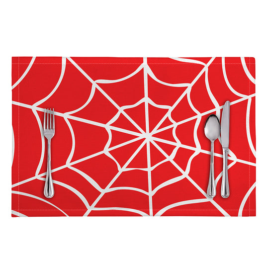 Red And White Spider Web Pattern Print Placemat
