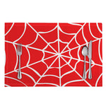 Red And White Spider Web Pattern Print Placemat