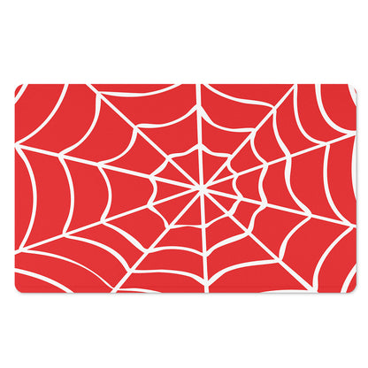Red And White Spider Web Pattern Print Polyester Doormat