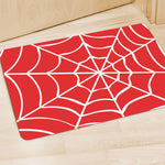 Red And White Spider Web Pattern Print Polyester Doormat