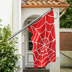 Red And White Spider Web Pattern Print Polyester Flag