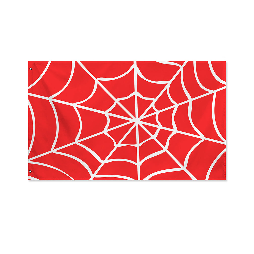 Red And White Spider Web Pattern Print Polyester Flag