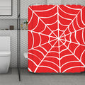 Red And White Spider Web Pattern Print Polyester Shower Curtain