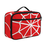 Red And White Spider Web Pattern Print Portable Lunch Bag