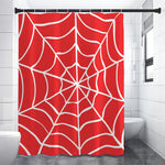 Red And White Spider Web Pattern Print Premium Shower Curtain