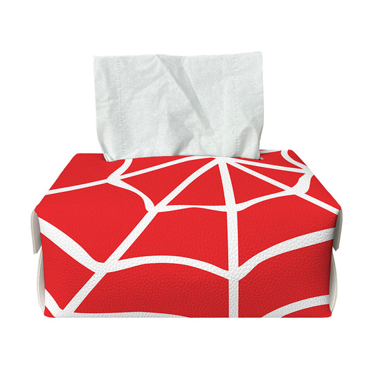 Red And White Spider Web Pattern Print Rectangle Tissue Box Cover