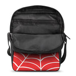 Red And White Spider Web Pattern Print Rectangular Crossbody Bag