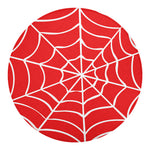 Red And White Spider Web Pattern Print Round Blanket