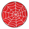 Red And White Spider Web Pattern Print Round Floor Mat