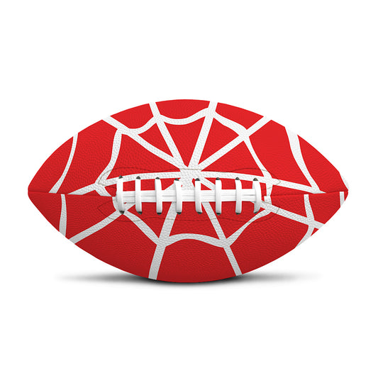 Red And White Spider Web Pattern Print Rugby Ball