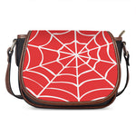 Red And White Spider Web Pattern Print Saddle Bag