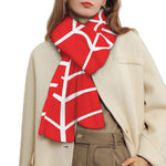Red And White Spider Web Pattern Print Scarf