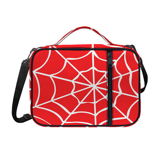 Red And White Spider Web Pattern Print Shoulder Strap Bible Bag