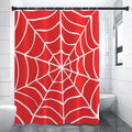 Red And White Spider Web Pattern Print Shower Curtain