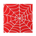 Red And White Spider Web Pattern Print Silk Bandana